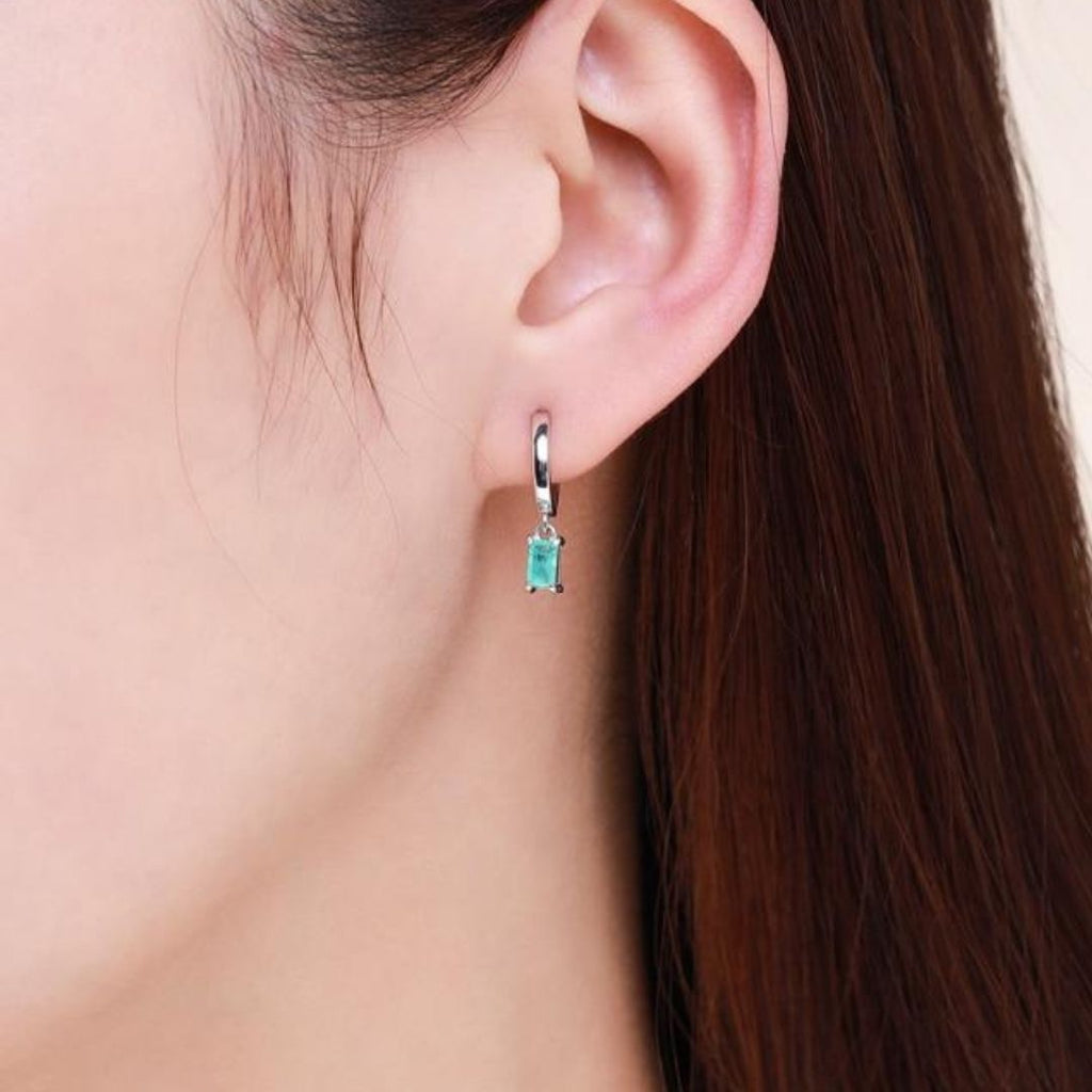 Pendientes de Plata de Aro con Colgante Turmalina Paraíba Azul