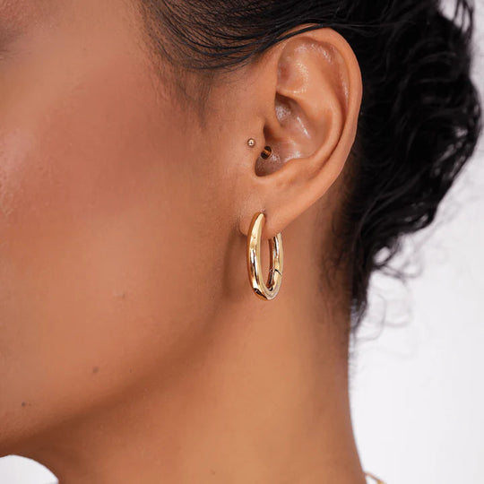 Pendientes Mini Aro Fiora Chapados en Oro de 18K