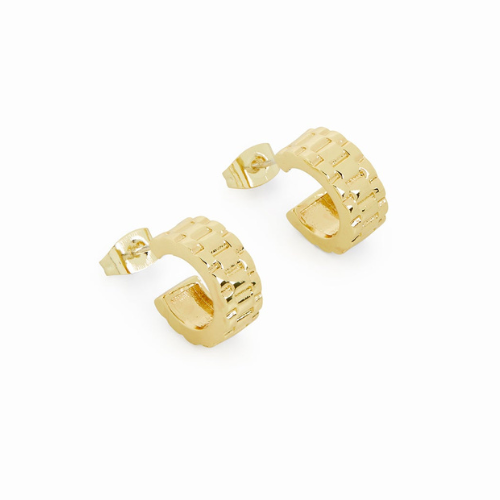 Pendientes Texturizados Chapados en Oro de 18K