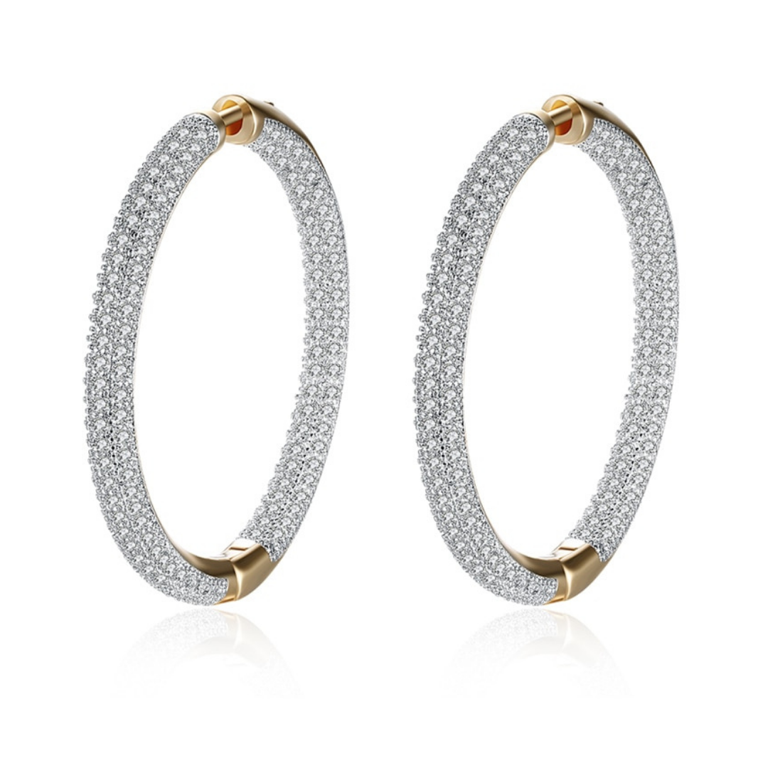 Pendientes de Aro con Incrustaciones Chapados en Oro de 18K