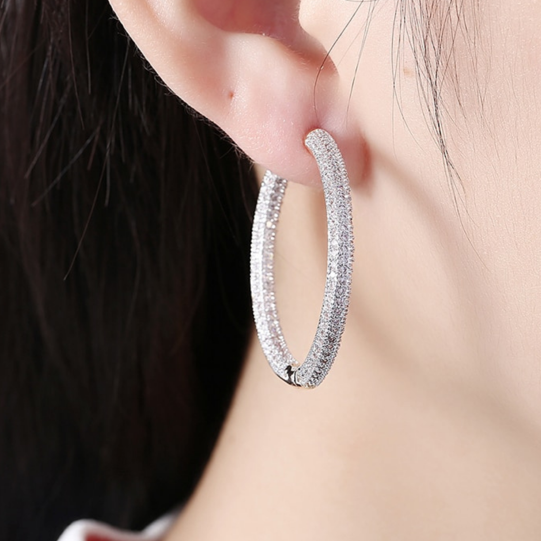 Pendientes de Aro con Incrustaciones Chapados en Oro de 18K