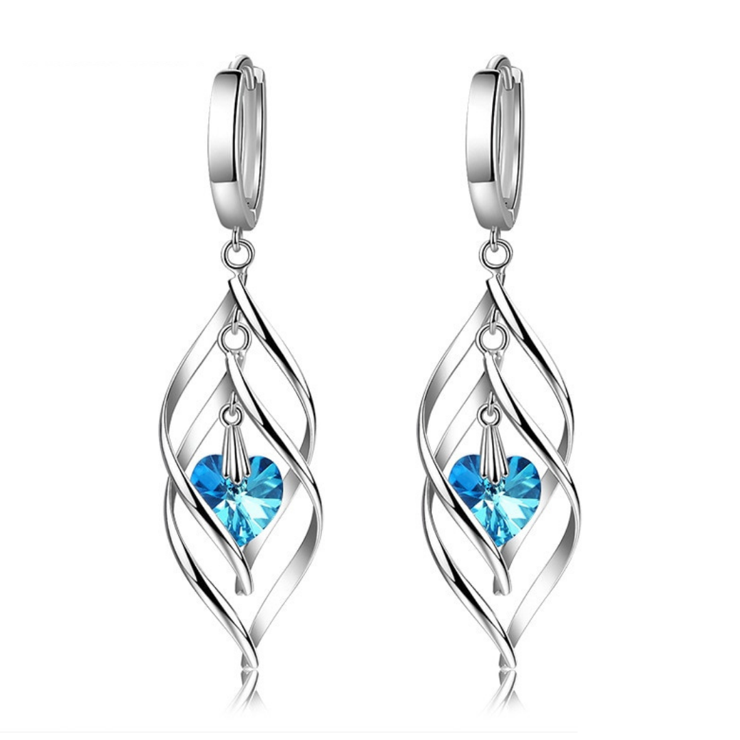 Pendientes Corazón Azul de Plata con Piedra Cianita