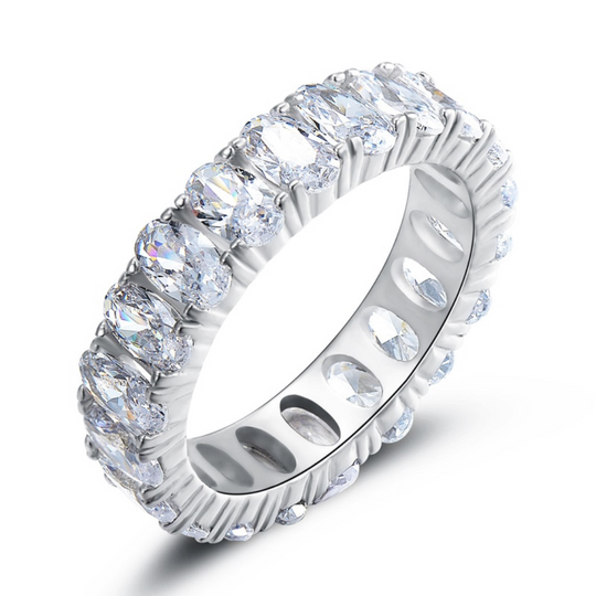 Anillo Acanalado con Circonita de Plata