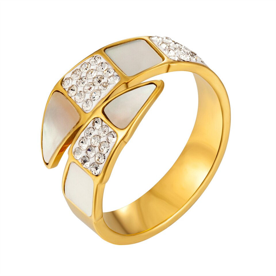 Anillo Espiral con Circonita Chapado en Oro de 18K