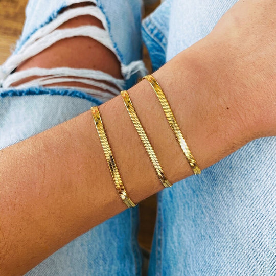 Pulsera Serpiente Chapada en Oro de 18K
