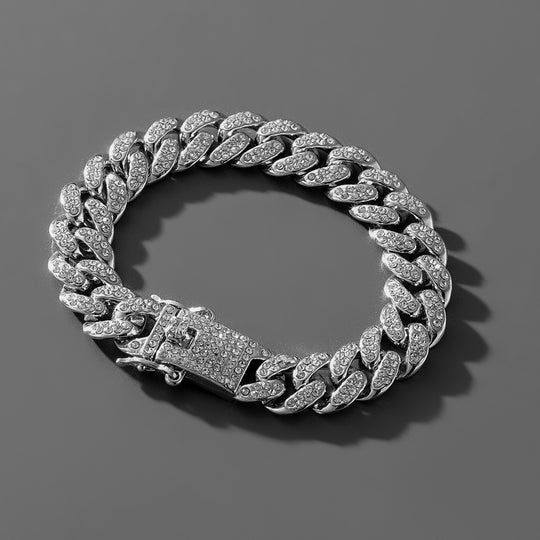 Pulsera Cubana con Incrustaciones de Circonita