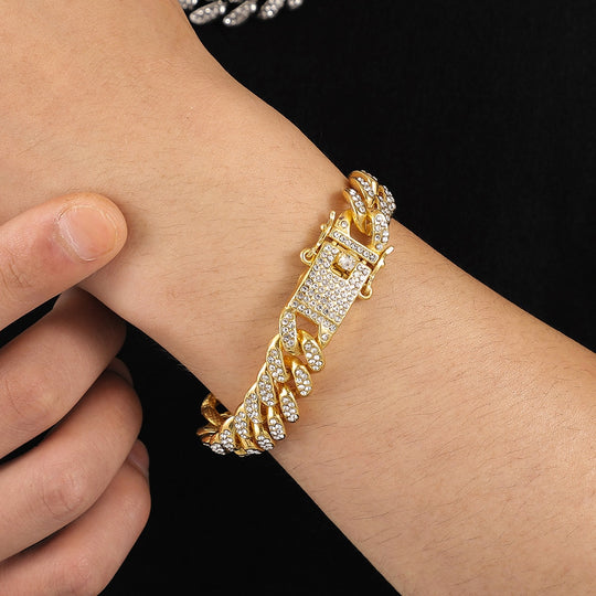 Pulsera Cubana con Incrustaciones de Circonita
