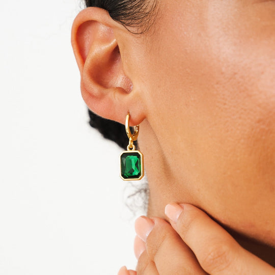 Pendientes de Aro con Colgante de Esmeralda