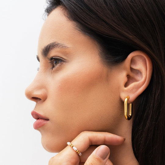 Pendientes de Asa Chapados en Oro de 18K