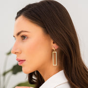 Pendientes Rectangulares Minimalistas Chapados en Oro de 18K