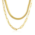 Collar Doble de Malla y Eslabones Chapado en Oro de 18K