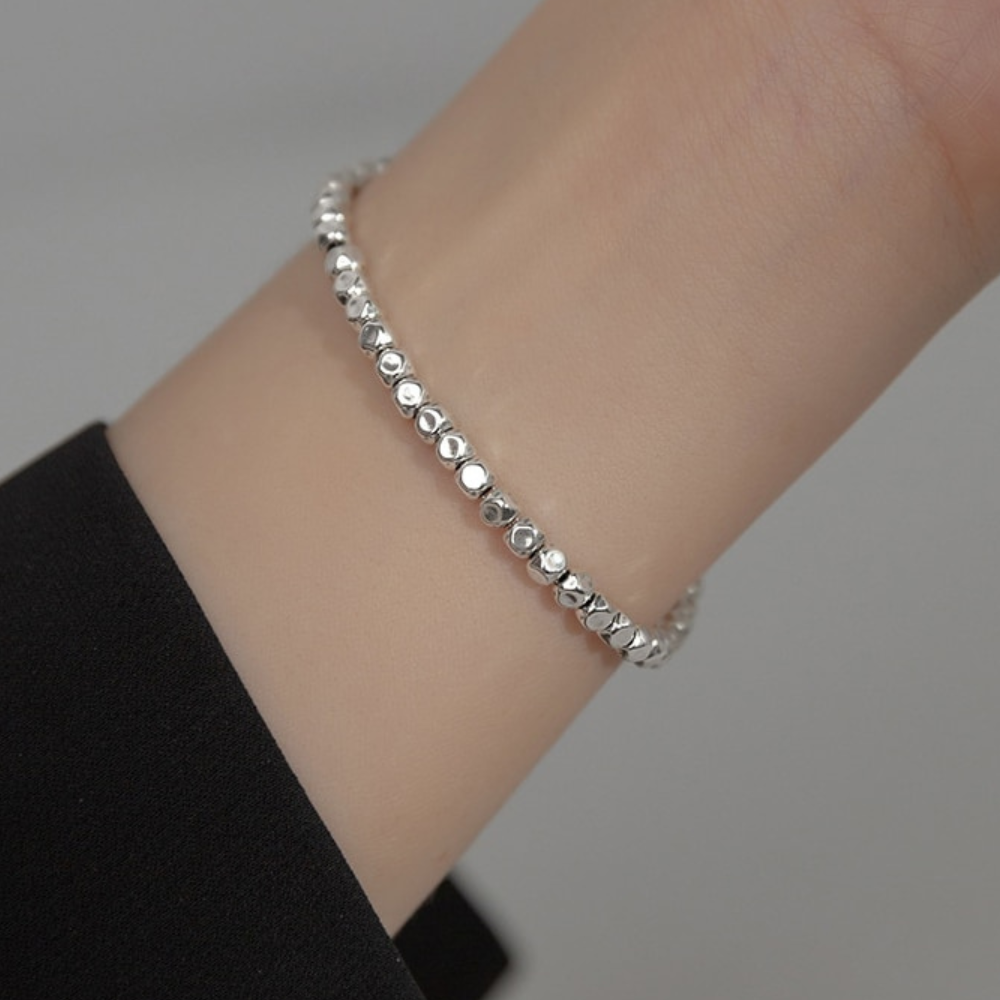 Pulsera Geométrica Ajustable de Plata