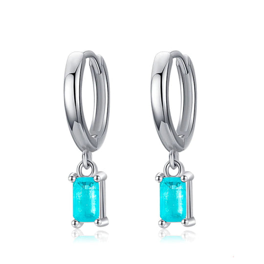 Pendientes de Plata de Aro con Colgante Turmalina Paraíba Azul