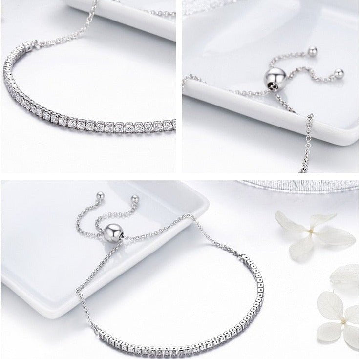 Pulsera Regulable Trendy con Circonitas en Plata